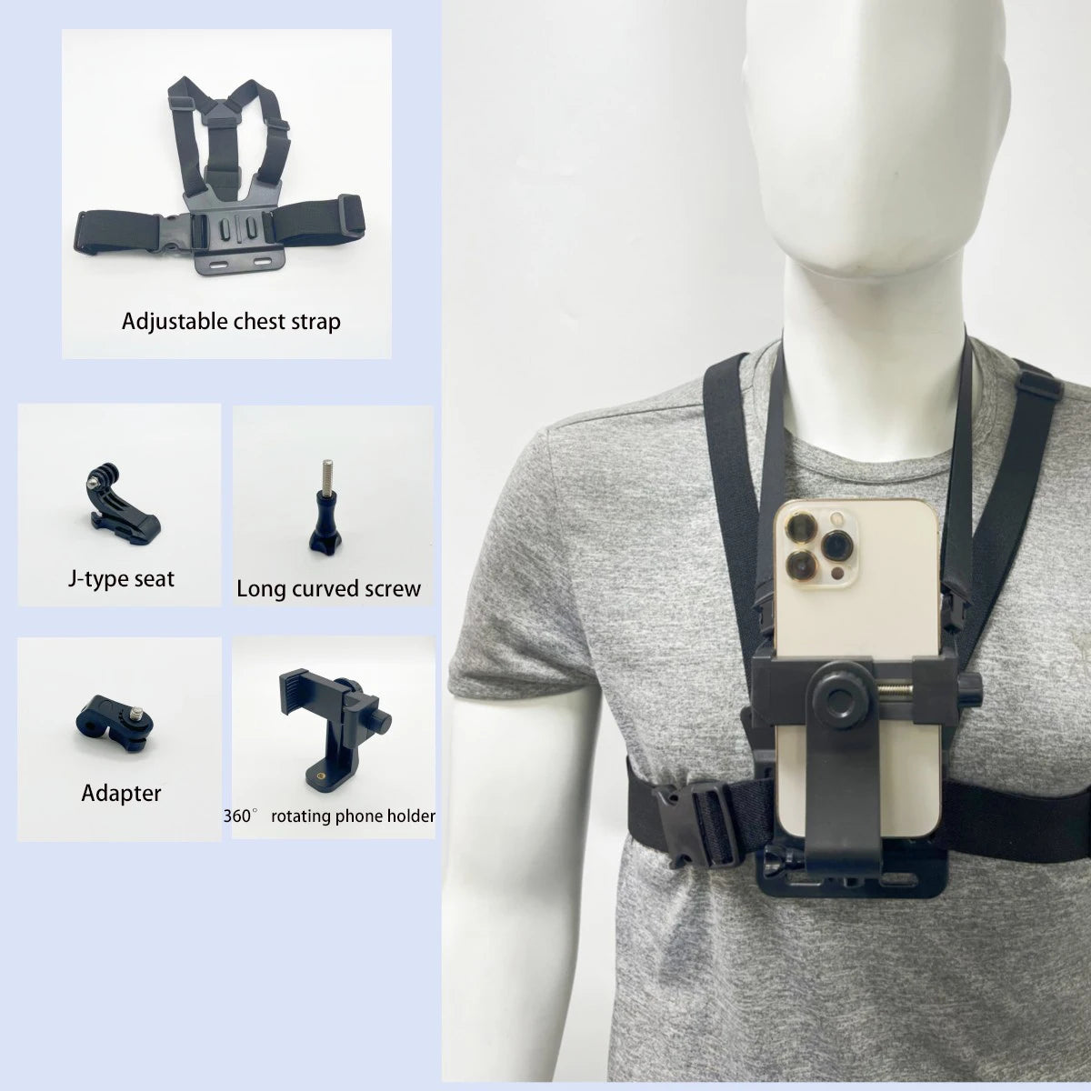 ChestView Pro – Verstelbare Actiecamera & Smartphone Borsthouder