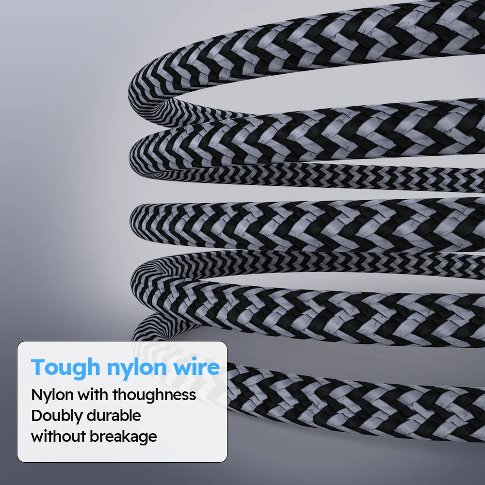 FlexCharge Trio – 3-in-1 Nylon Gevlochten Snellaadkabel