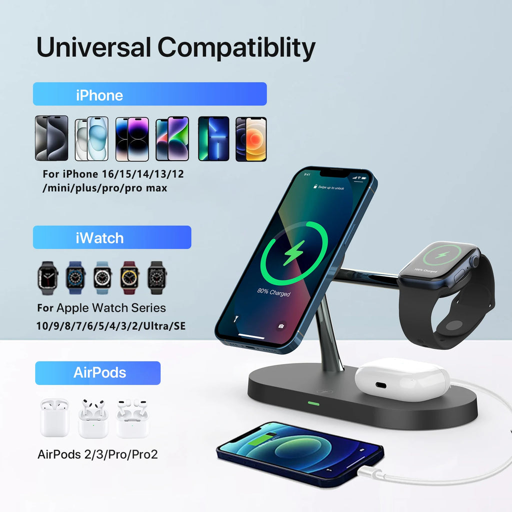 AirDock™ 3-in-1 Draadloze Oplader voor iPhone, Apple Watch en AirPods